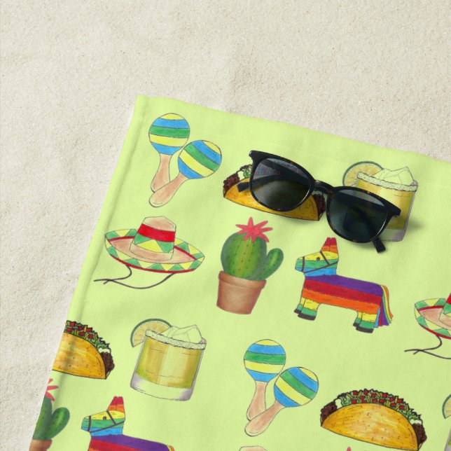 Cinco de Mayo Taco Piñata Margarita Cactus Maracas Strandtuch (Beispiel)