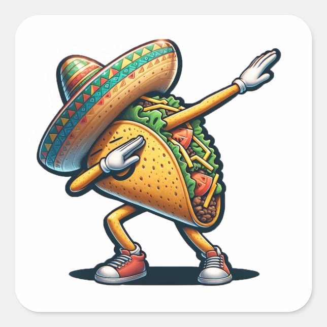 Cinco de Mayo Taco Quadratischer Aufkleber (Vorderseite)