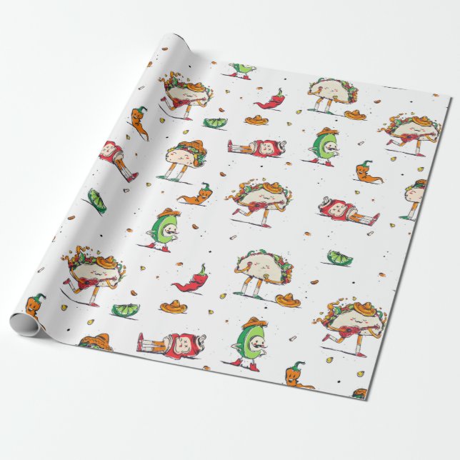cinco de mayo tacos kawaii geschenkpapier (Ungerollt)