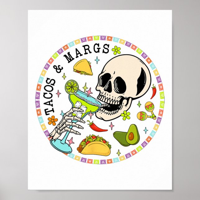 Cinco de Mayo Tacos und Margs mexikanisches Fiesta Poster (Vorne)