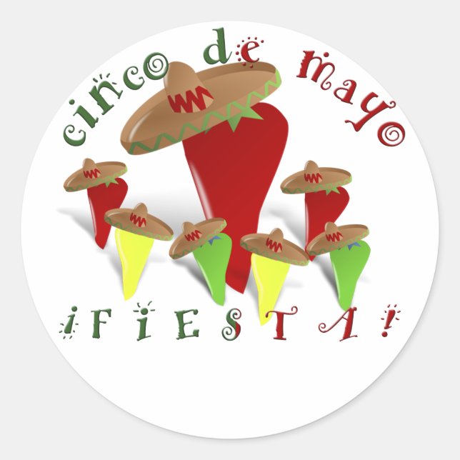 Cinco De Mayo tanzende Paprikaschoten Runder Aufkleber (Vorderseite)