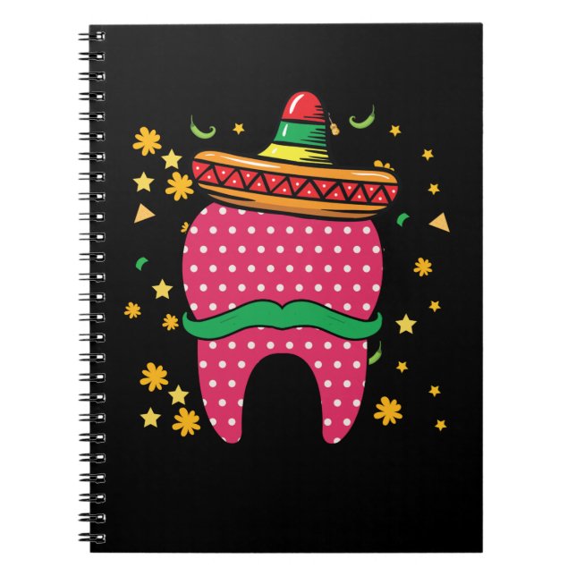 Cinco De Mayo Tooth Sombrero Mexikanischer Zahnarz Notizblock (Vorderseite)