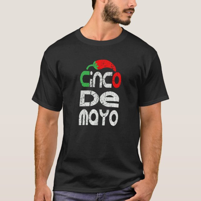 Cinco De Mayo Vintager mexikanischer Pfeffer T-Shirt (Vorderseite)