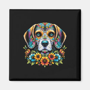 Cinco De Mayo Zucker-Schädel-Blumen-Beagle-Hund Magnet