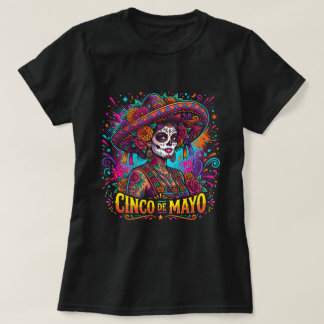 Cinco de Mayo Zucker-Schädel-Shirt Damen Mexikanis T-Shirt