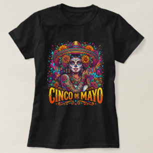 Cinco de Mayo Zucker-Schädel-Shirt Damen Mexikanis T-Shirt