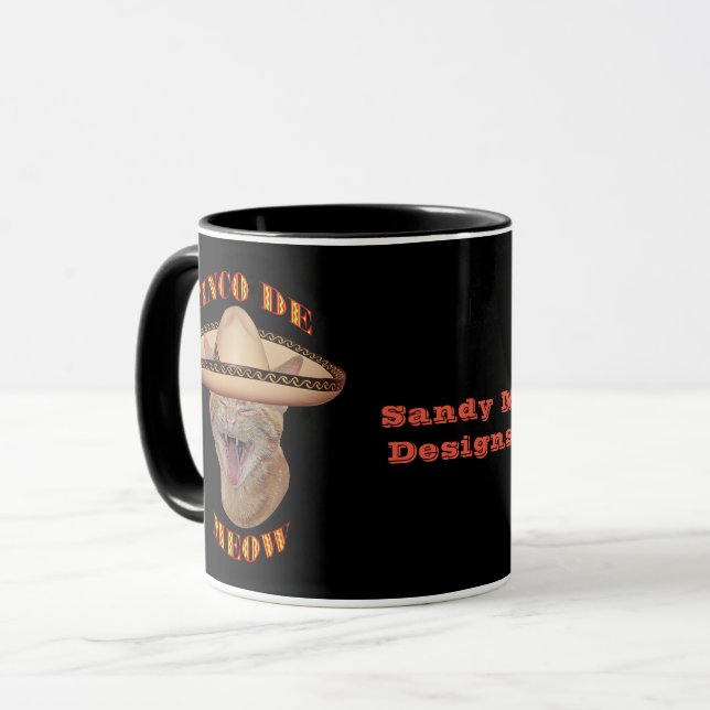 Cinco De Meow Cat Cinco De Mayo Mexiko Kaffee Tasse (Vorderseite Links)