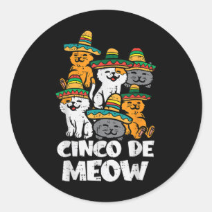 Cinco De Meow Cats Kitten Niedlich Cinco De Mayo W Runder Aufkleber
