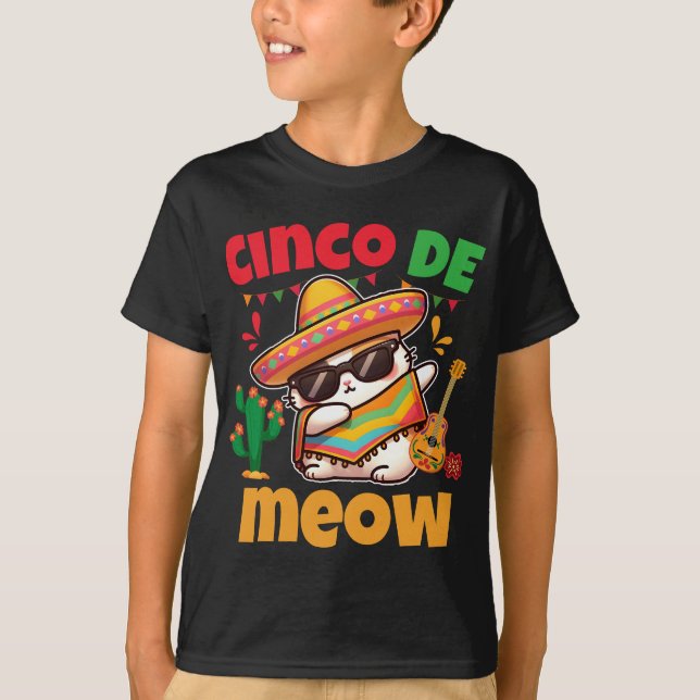 Cinco De Meow Dabbing Cat Lover Mexican Fiesta T-Shirt (Vorderseite)