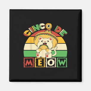 Cinco De Meow-Shirt mit lächelnder Katze Taco und Magnet