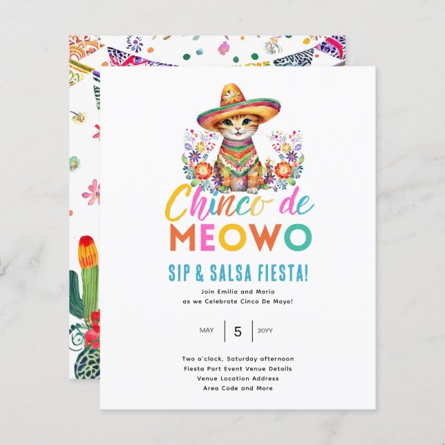 Cinco De Meowo Fun Cat Fiesta Party Theme (Vorne/Hinten)