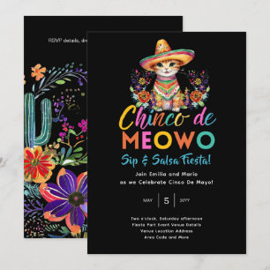 Cinco De Meowo Fun Cat Fiesta Party Time Einladung