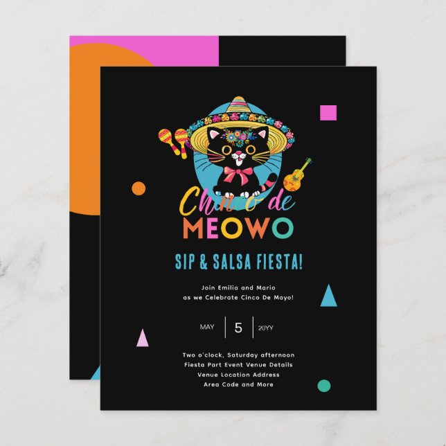 Cinco De Meowo Fun Fiesta Cat Mayo Party (Vorne/Hinten)