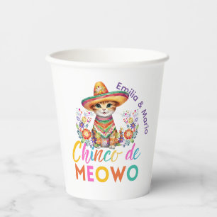 Cinco De Meowo Niedlich Cat Fiesta Party Custom Pappbecher