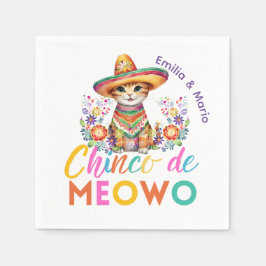 Cinco De Meowo Niedlich Cat Fiesta Party Custom Serviette