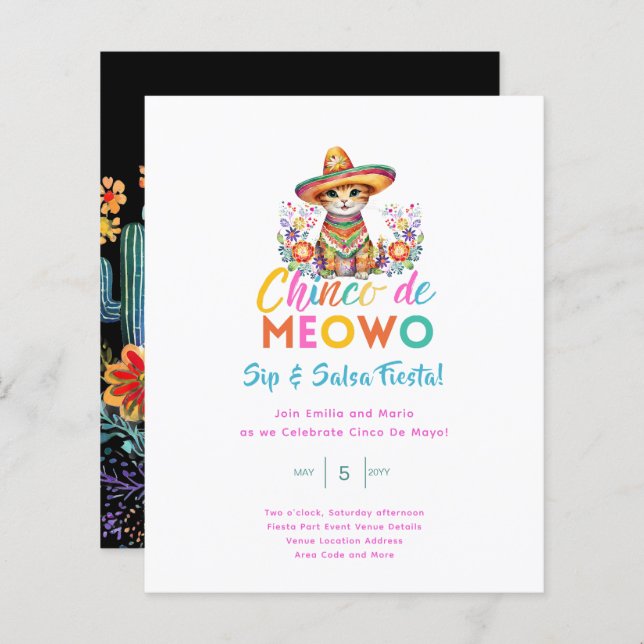 Cinco De Meowo Sip und Salsa Funny Fiesta Cat (Vorne/Hinten)
