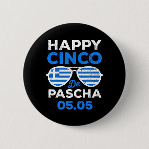 Cinco De Pascha Griechenland Flagge Lustiges Griec Button