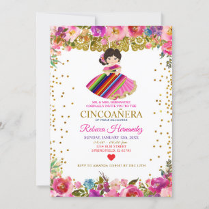 CINCOAÑERA Royal Pink Mexican Girl Einladung