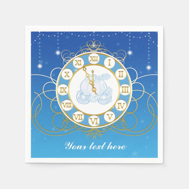 Cinderella Almost Midnight Blue Party Napkins Serviette (Vorderseite)