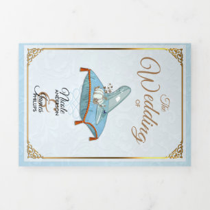 Cinderella Elegant Blue Trifold Wedding Programm