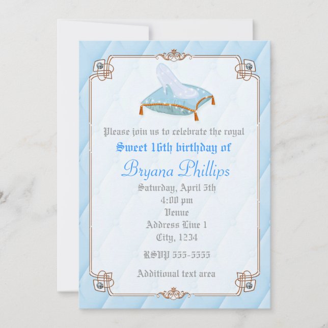 Cinderella Elegant Chic Princesse Royal Invitation (Devant)