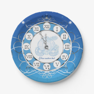 Cinderella Fast Mitternacht Silber- & Blau-Party Pappteller