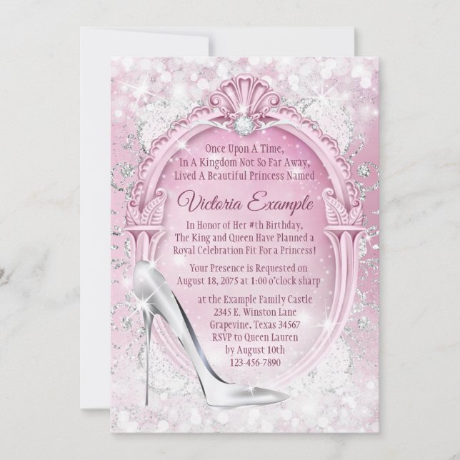 Cinderella Glass Slipper Quinceanera Einladung (Vorderseite)