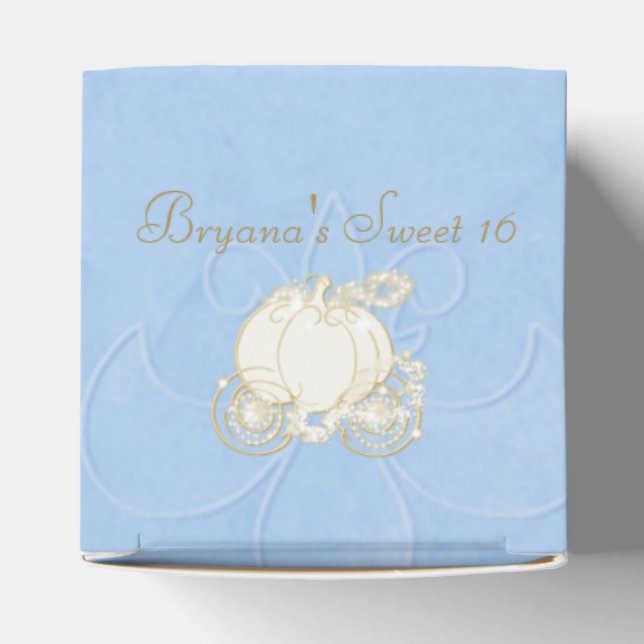 Cinderella Gold Carriage Blue Gastgeschenk Boxes Geschenkschachtel (Oben)