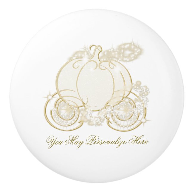 Cinderella Gold Pumpkin Carriage Princess Keramikknauf (Vorderseite)