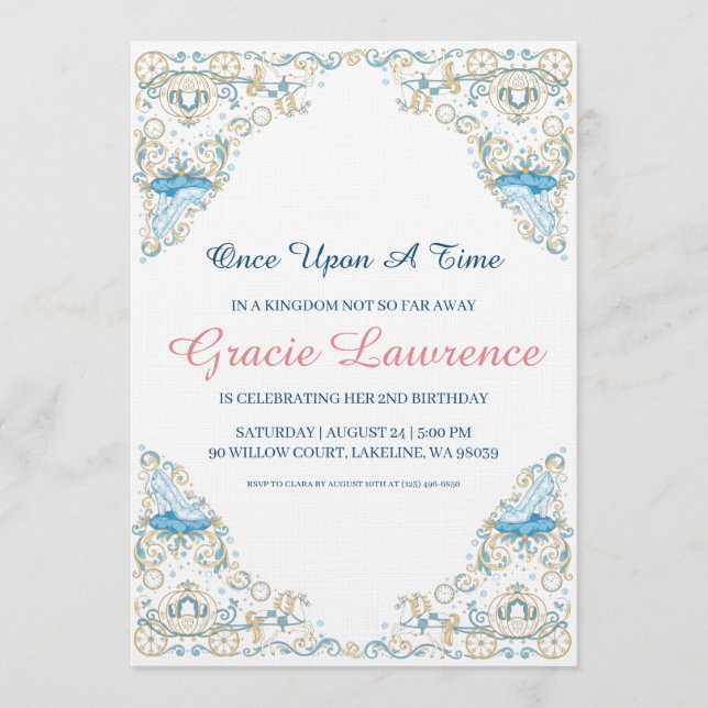 Cinderella princess birthday invitations einladung (Vorderseite)