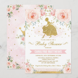 Cinderella Princess Blush Floral Girl Babydusche Einladung