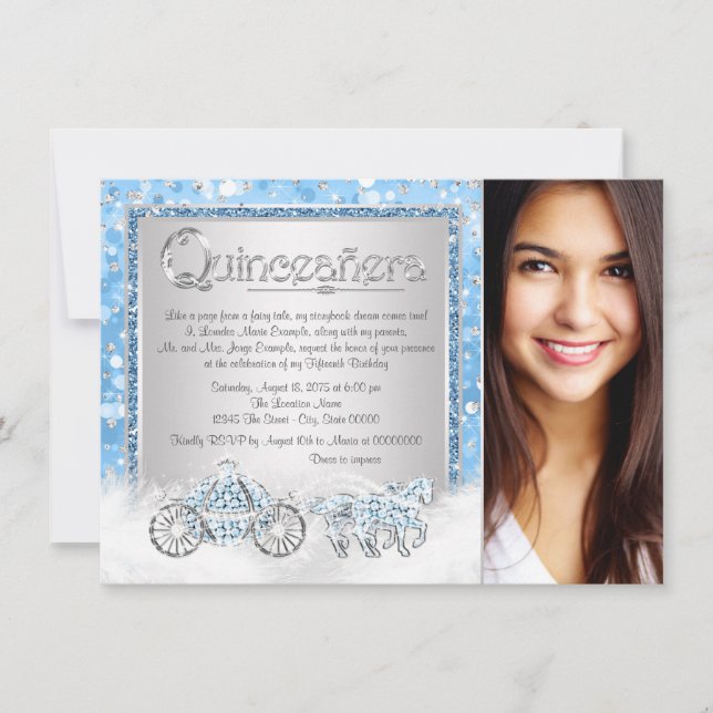 Cinderella Princess Quinceanera Einladung (Vorderseite)