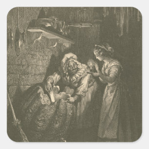 Cinderella Pumpkin - Gustave Doré Quadratischer Aufkleber