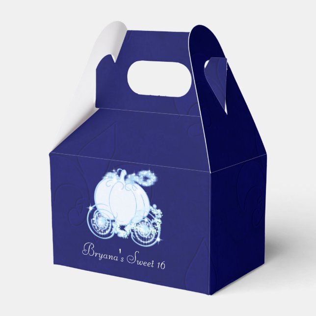 Cinderella Royal Blue Carriage Gastgeschenk Boxes Geschenkschachtel (Vorderseite)