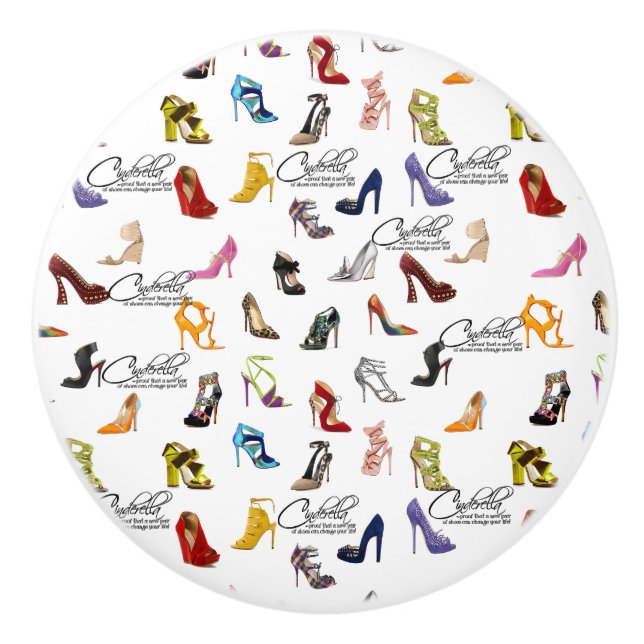 Cinderella Shoe Zitat Keramik Pull Door Knob Keramikknauf (Vorderseite)