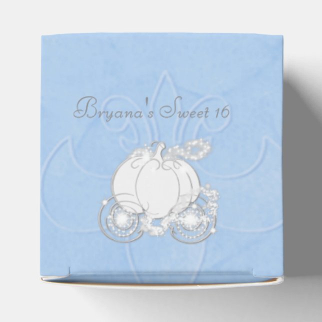 Cinderella Silver Carriage Blue Gastgeschenk Boxes Geschenkschachtel (Oben)
