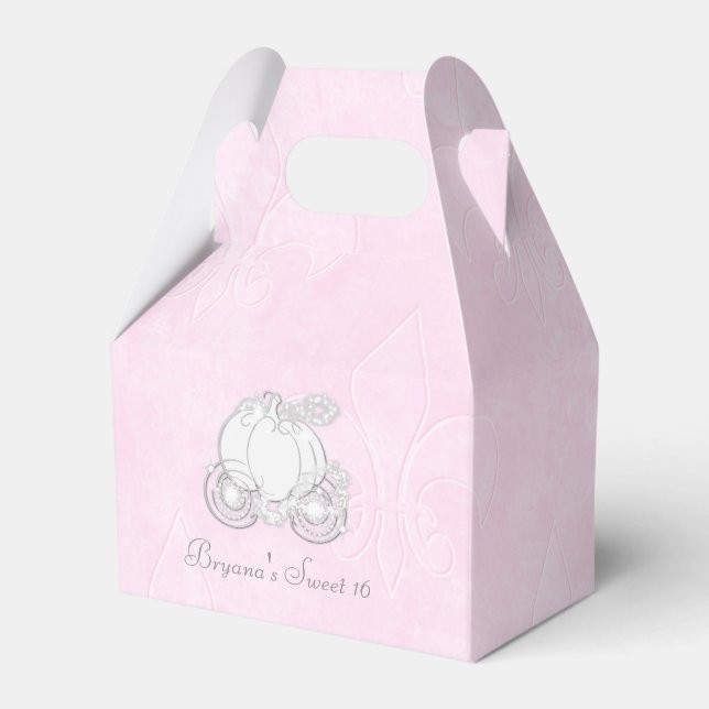 Cinderella Silver Carriage Pink Gastgeschenk Boxen Geschenkschachtel (Vorderseite)
