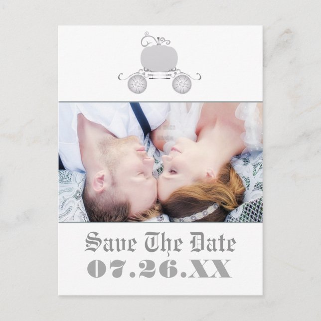 Cinderella Silver Carriage Wedding Foto Postcard Ankündigungspostkarte (Vorderseite)