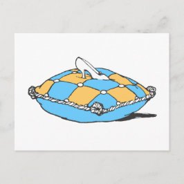 Cinderella Slipper auf Aquamarinem Orangenkissen Postkarte