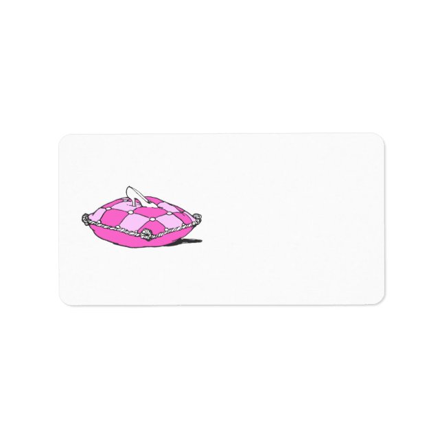 Cinderella Slipper auf rosa Kissen Vintage Kunst Adressaufkleber (Vorne)