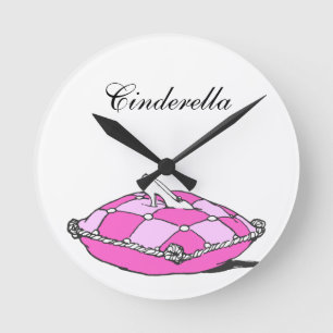 Cinderella Slipper Pink Pillow Custom Runde Wanduhr