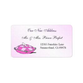 Cinderella Slipper Pink Pillow New Address Label Adressaufkleber