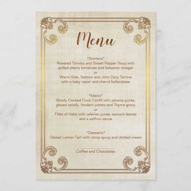 CINDERELLA WEDDING MENU CARD MENÜKARTE (Vorderseite)