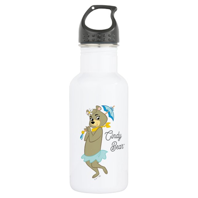 Cindy Bear Holding Parasol Edelstahlflasche (Vorderseite)