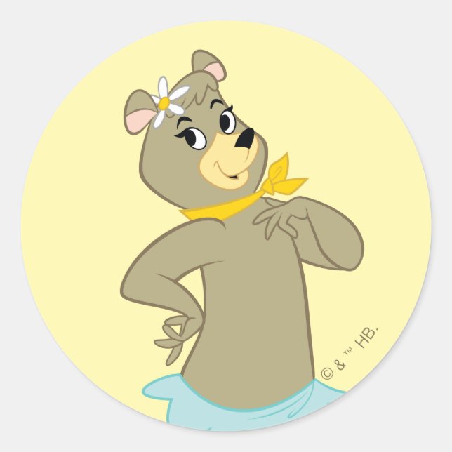 Cindy Bear Playful Pose Runder Aufkleber (Vorderseite)