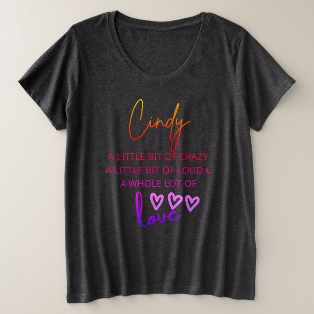 Cindy Colorful Liebe Große Größe T-Shirt (Design vorne)