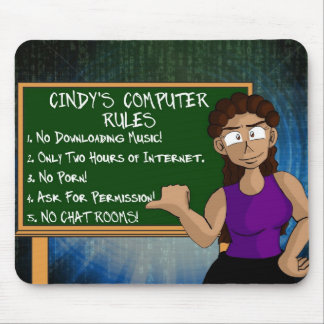 Cindy Computer ordnet Mousepad an