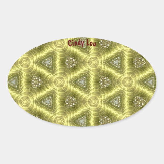 CINDY LOU ~ GOLD BARS Kaleidoskop ~ Oval Sticker (Vorderseite)