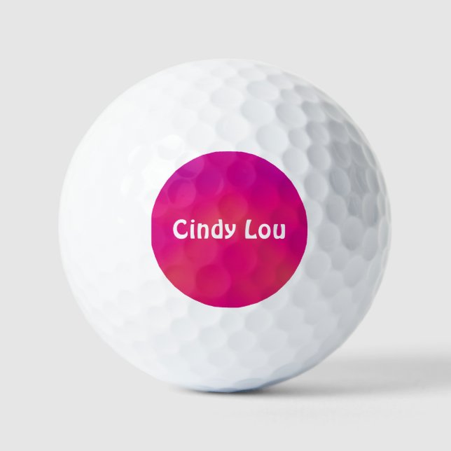 CINDY LOU ~ Pink gemustert Golf Ball - einzigartig (Vorderseite)