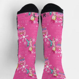 Cindy-Lou Wer Gutes Rosa Schneeflocken-Muster Socken
